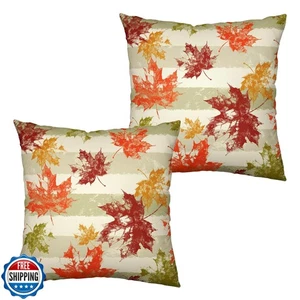 Fundas de almohada Kwlegh Acción de Gracias Naranja Rojo Hojas de Arce 24x24 Verde G - Imagen 1 de 5