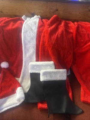 Disfraz de Papá Noel Traje para Adulto Traje de Navidad Peluche 2XL con Cubiertas de Botas FS Foto 1 de 4