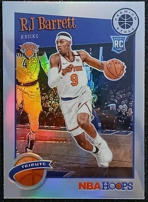 2019-20 NBA Hoops Premium Stock RJ Barrett RC Knicks Silver Prizm SP #298 NM-MT - Image 1 of 2