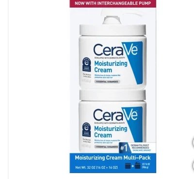 Crema hidratante CeraVe. Paquete de 2 (frasco de 16 oz con bomba + frasco de 16 oz) Foto 1 de 4