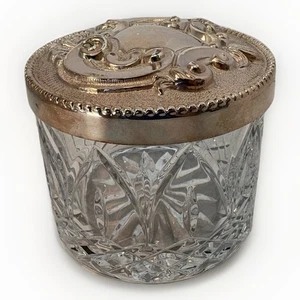 Atlantis Crystal Bedroom Jar-w/Topazio Metal Lid-Candy Dish-Holiday Decor - Picture 1 of 6
