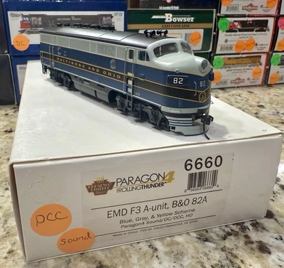 BLI HO Scale EMD F3 A-Unit B&O #82A LED/DCC/SOUND/NIB - Image 1 of 4