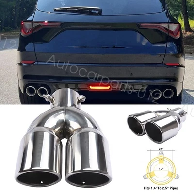 Dual 1.5" to 2.5" Exhaust Tip Polished Stainless Steel For Acura MDX NSX RDX Foto 1 de 4