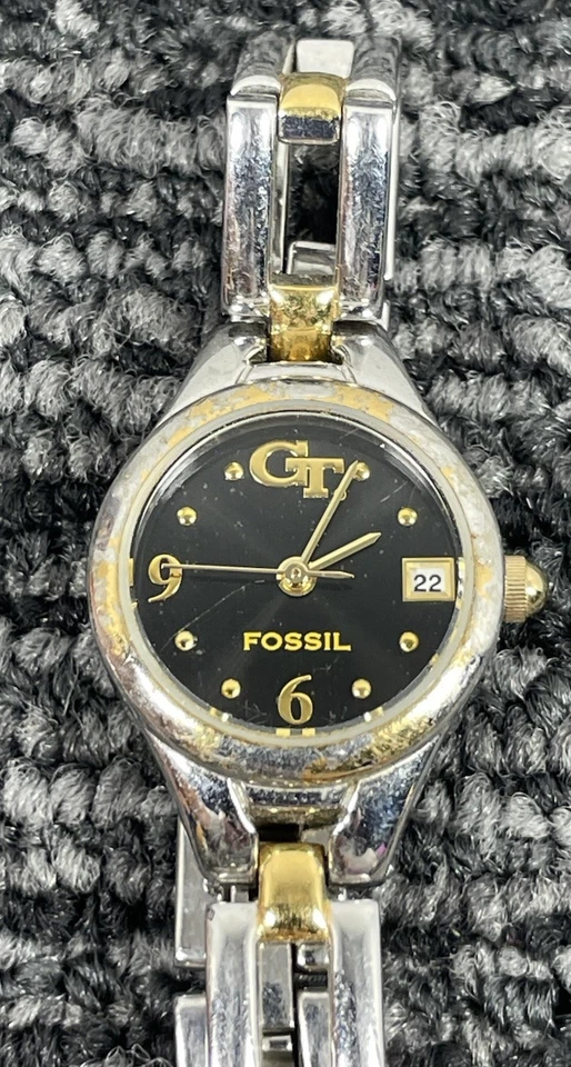 🔥 Fossil • Reloj de cuarzo tono plata dorado colección universitaria Georgia Tech para mujer Foto 1 de 4
