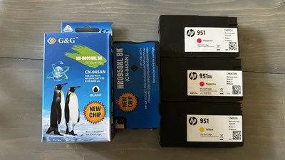 951 XL BLACK plus Partial, HP 951 YELLOW & MAGENTA INK CARTRIDGES - Image 1 of 4
