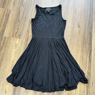 Vestido Cynthia Rowley Calce y Acampanado Pequeño Negro Elástico Sin Mangas Jersey Tejido Foto 1 de 4