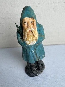 Bata azul cara composición papel maché Alemania Belsnickel Santa siglo XIX - Imagen 1 de 9