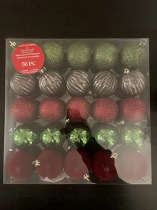 Ashland 50-Piece Shatterproof Christmas Ornaments– Red, Green, Black – Assorted  - Picture 1 of 1