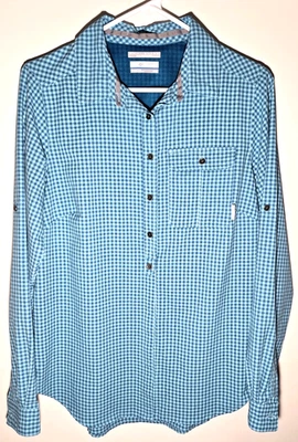 Camisa para mujer azul, manga larga, abotonada, ventilada omni-sombra de Columbia-mediana Foto 1 de 4