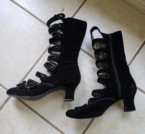 Bordello Whimsey 115 Black Velvet Eight-Strap Boots US Size 11 / EUR 42 - Picture 1 of 2