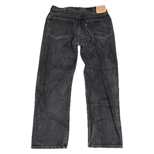 Levis 505 Jeans Mens 36x30 Black Faded Wash Straight Leg Grunge Biker Y2K Skater - Picture 1 of 16