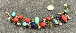 Vintage DANIEL SWAROVSKI Victorian Inspired Crystal Beads Cabochon Hook Bracelet - Picture 1 of 9