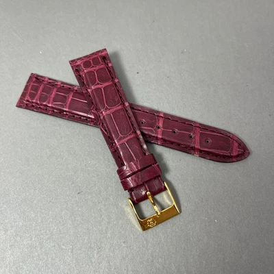 Pulseira de relógio jacaré americano genuína feita à mão na Itália 19 mm Borgonha - Imagem 1 de 4