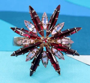 Kendra Scott Design Large Red & Pink Silver Starburst Cuff Rhinestone Bracelet - Picture 1 of 9
