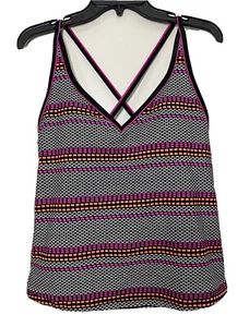 South Point Womens Swim Tankini Top Convertible Straps V-Neck Geometric Size 12 - Picture 1 of 10