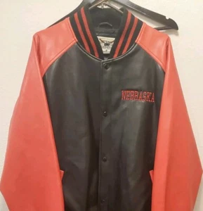 Nebraska Cornhuskers Oarsman 913 Polyvinyl Jacket Coat Black Red Sz Men's Medium - Picture 1 of 10