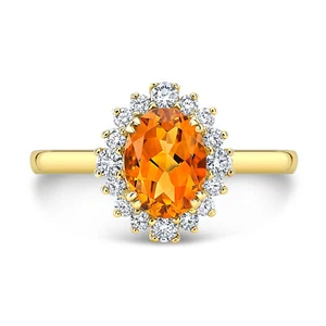 Ovalado Citrina Diamante Compromiso Anillo Solitario 14K Oro Amarillo 1.50 TCW - Imagen 1 de 3