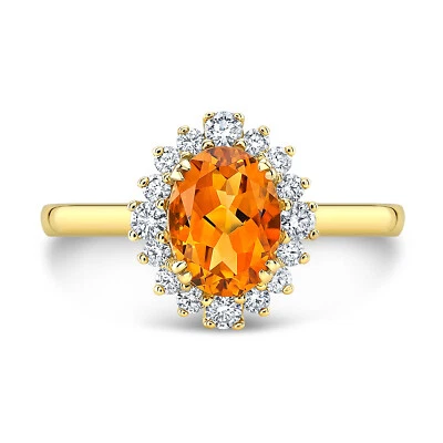 Ovalado Citrina Diamante Compromiso Anillo Solitario 14K Oro Amarillo 1.50 TCW - Imagen 1 de 3