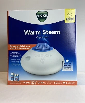Vicks‎ Warm Steam Vaporizer Tabletop Humidifier - 1.5 Gallon Night Light New - Image 1 of 4