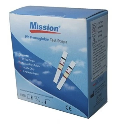 MISSION ACON HEMOGLOBIN TEST STRIPS (PACK OF 50)-Long Expiry