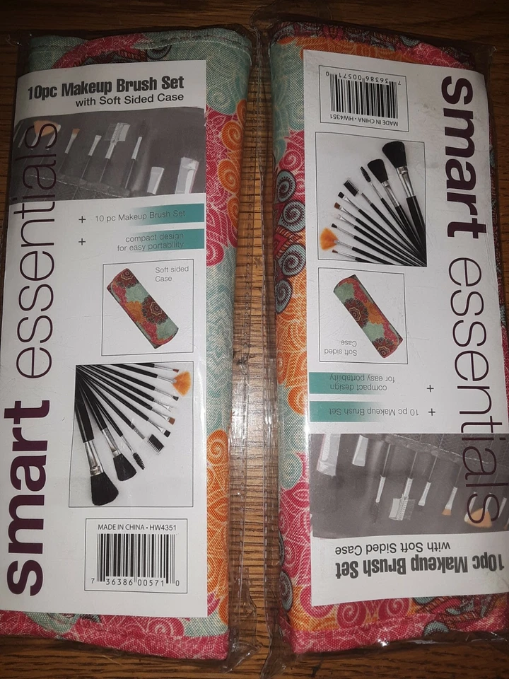 Lote de 2 Smart Essentials Juego de brochas de maquillaje de 10 piezas, con fundas blandas, NUEVO ☆bin369  Foto 1 de 1