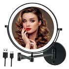 Rechargeable Wall Mounted Lighted Makeup Vanity Mirror 8 Inch Matte Black