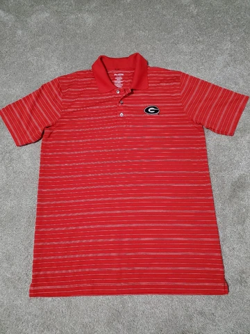 Georgia Bulldogs Polo Shirt Mens Size Large Red White Striped UGA ProEdge Cover