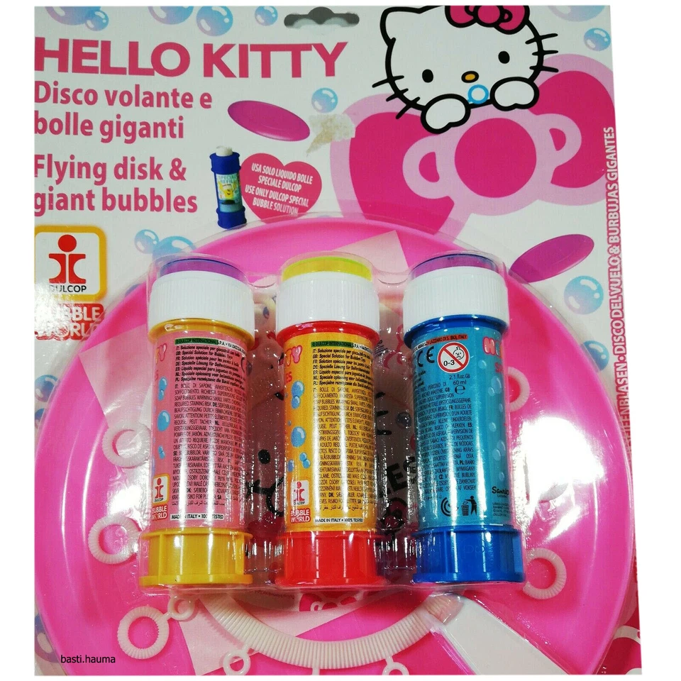 Seifenblasen Hello Kitty Frisbee Wurfscheibe Riesenseifenblasen 3er Set OVP - Bild 1 von 1
