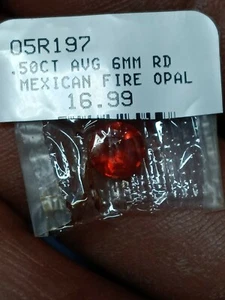 Mexican Fire Opal...0.50cts 6mm Round Cut. New with tags.  - Picture 1 of 4
