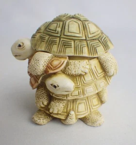 Vintage 1993 Harmony Kingdom Muschelspiel gestapelt Schildkröten Schmuckschatulle - Bild 1 von 9