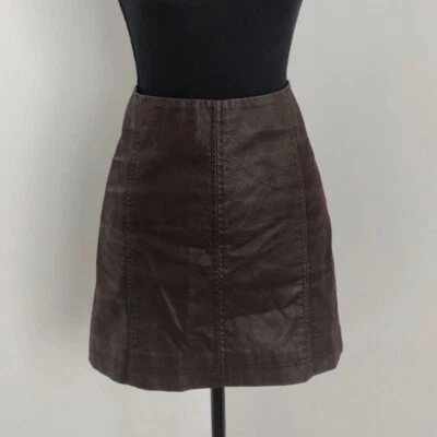 Minifalda Free People para mujer marrón moderna de cuero sintético - talla 6 Foto 1 de 4