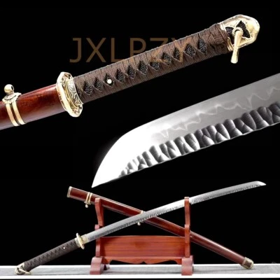 军用日本剑剑剑武士武士武士 1095 钢粘土钢化边缘锋利 — 第 1/4 张图片