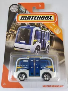 2020 Matchbox MBX Self-Driving Bus 3/100 MBX City White & Blue - Picture 1 of 1