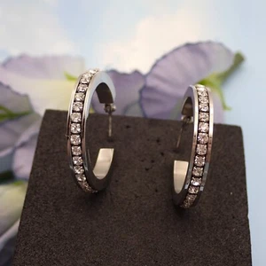 Pendientes de aro perforados de cristal transparente de acero inoxidable Milor - Imagen 1 de 6