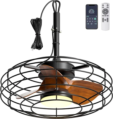Plug and Play Outdoor Ceiling Fans with Lights, 20'' Wet Rated Gazebo Fan Remote - Image 1 of 4