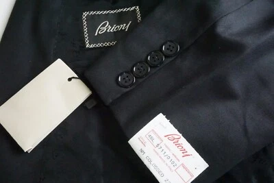 Brioni NM Colosseo CURRENT Black Wool 2 Pc Suit JAcket Pants Sz 48L BRAND NEW - Image 1 of 4