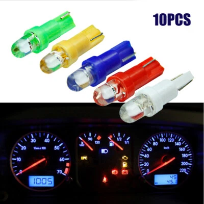 10pcs T5 LED 12V DASHBOARD GAUGE INSTRUMENT LIGHT Wedge BULBS-(WHITE/BLUE/RED), - Image 1 of 4