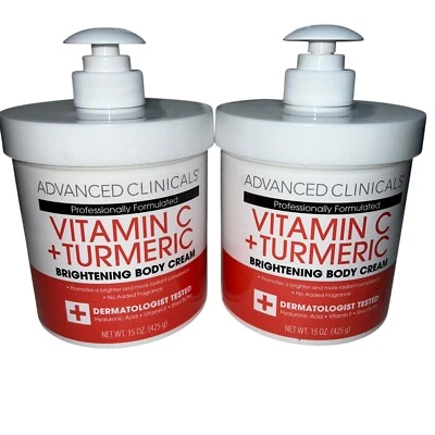 2x Advanced Clinicals Vitamin C Turmeric Brightening Cream 15oz Face Body New - Image 1 of 2
