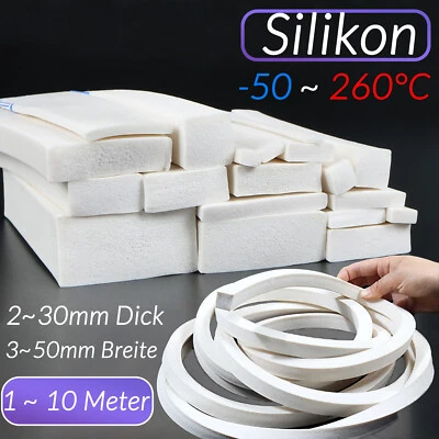 White silicone sealing tape 3-50 mm wide window seal door seal joints sponge rubber - Image 1 of 4