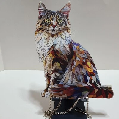 Acogedor de sol de 2 lados acrílico multicolor colorido para gato, 8"x 5-1/2 pulgadas. Foto 1 de 4