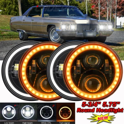 Faros LED redondos halo 4 piezas 5-3/4" 5,75" pulgadas para Cadillac DeVille 1960-1972 Foto 1 de 4