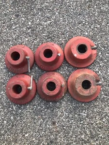Vtg 3 Pair York Barbell Collar Clamp Bar Weight Standard Iron Ends 1 Pr Backs - Picture 1 of 11