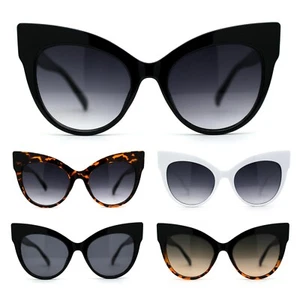 Iconic Oversize Horned Cat Eye Plastic Sunglasses - Picture 1 of 21