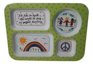 Divided Toddler Plate 4-Section Baby Dish Natural Life I'd Like To Teach To Sing - Picture 1 of 8