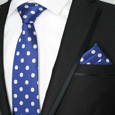 Conjunto Cuadrado Bolsillo Corbata Azul Plata Lunares Para Hombre Hecho a Mano Formal Boda Foto 1 de 3
