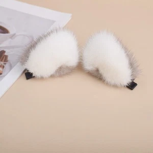 Damen Echt Nerz Pelz Haarspange Haarnadel Haarnadel Katzenohr Haarkralle Haarspange - Bild 1 von 10