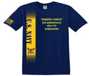 USS GREENEVILLE * SSN-772* SUBMARINE *VINYL&SILK SCREEN*NAVY LICENSED SHIRT - Picture 1 of 9