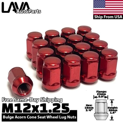 Tuerca de rueda cónica 16x roja 12x1,25 apta para Suzuki Ignis Swift Chevy Spark Foto 1 de 4