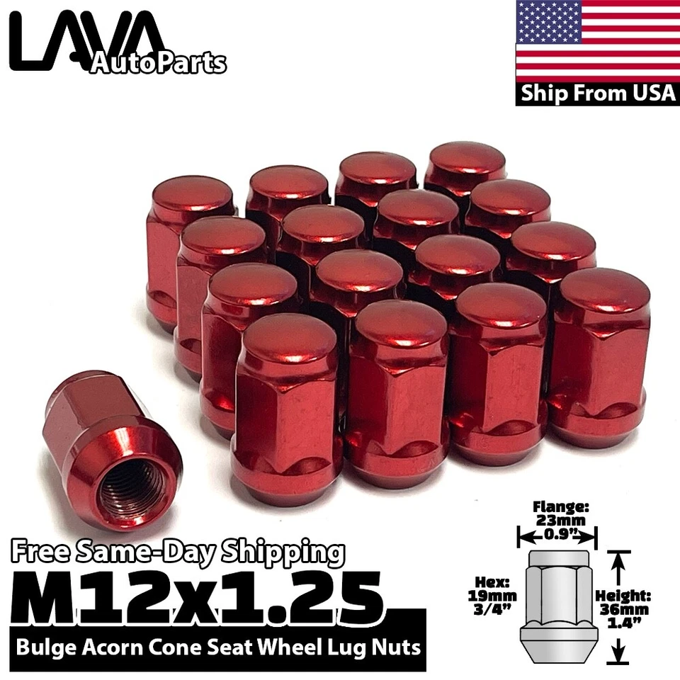 Tuerca de rueda cónica 16x roja 12x1,25 apta para Suzuki Ignis Swift Chevy Spark Foto 1 de 4