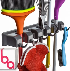 Broom Holder & Wall Mount Garden Tool Organizer - Home Laundry Room, Kitchen, Cl - Picture 1 of 8